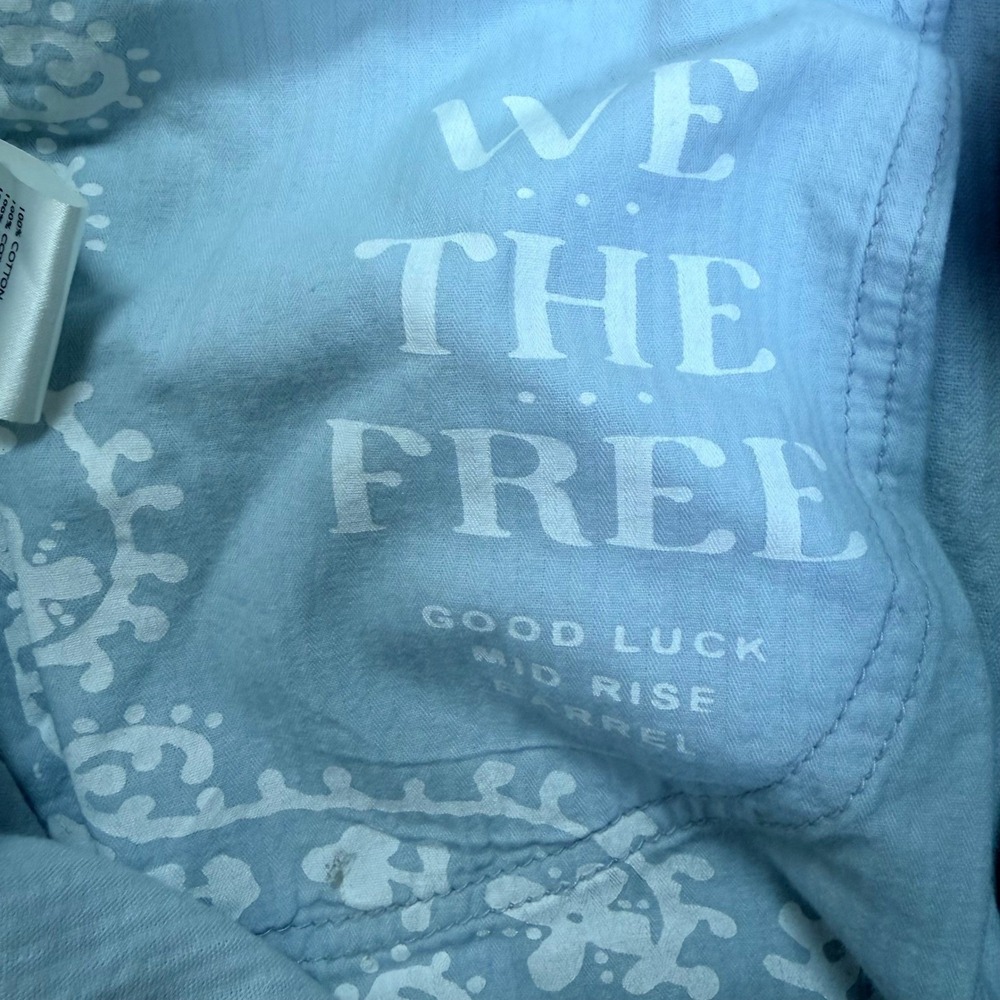 We The Free Good Luck Mid Rise Barrel Pants 32 Light Blue Corduroy Wide Leg NWOT - Picture 8 of 8